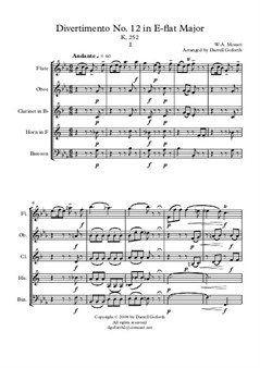 Divertimento No.12 in Eb Major for Wind Quintet
